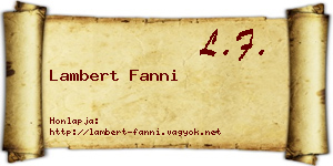 Lambert Fanni névjegykártya